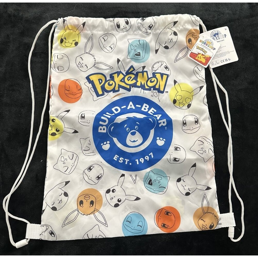 Pokemon Build A Bear Drawstring Bag Backpack Workshop Accessories Bear Carrier